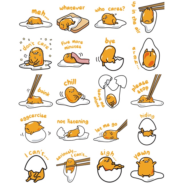 Stickers/ Hình dán GUDETAMA- trứng lười(combo10-60 stickes)