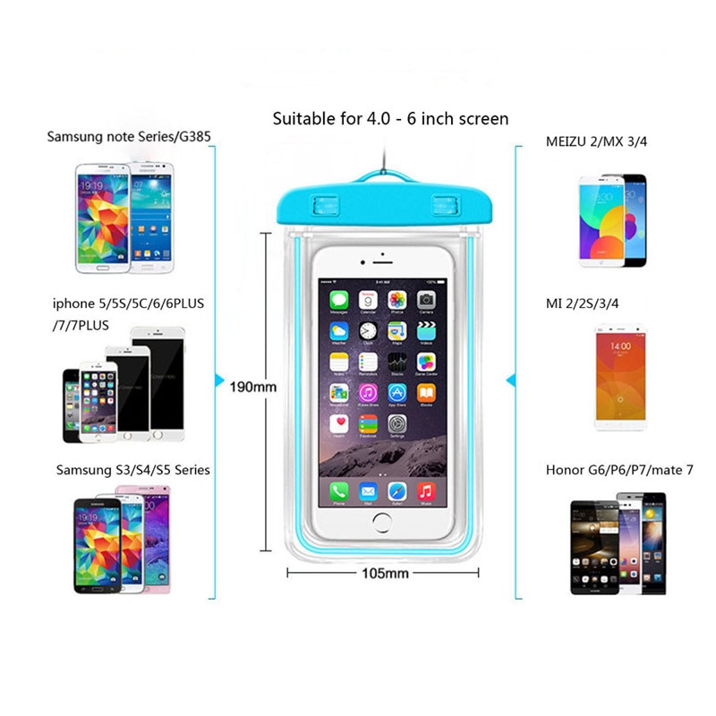 Túi Đựng Điện Thoại Chống Thấm Nước 6 Inch Nhiều Màu Tùy Chọn Cho iPhone Huawei Xiaomi Samsung Vivo