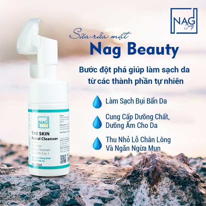 Sữa rửa mặt đầu cọ The Skin Cleanser 100ml cho da dầu mụn nhạy cảm dành cho nam nữ - NAG