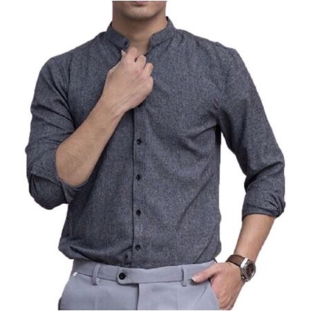 Áo sơ mi cổ tàu, sơ mi nam dài tay XÁM TIÊU - OMAN SM31 | BigBuy360 - bigbuy360.vn