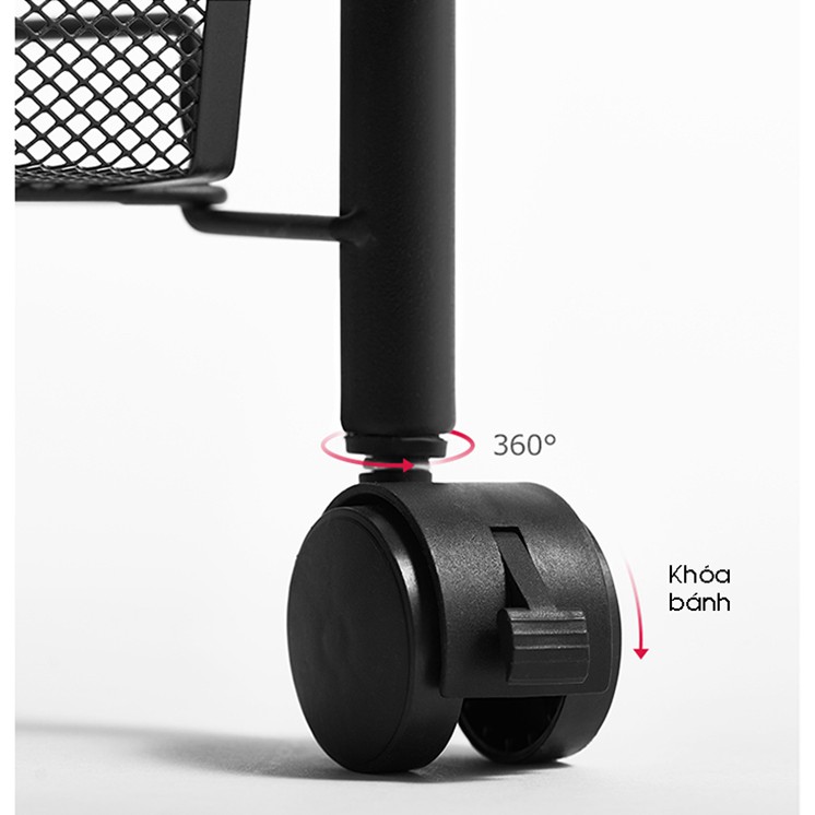 Kệ đa năng khung thép 3 tầng có bánh xe 360 độ_RE0282