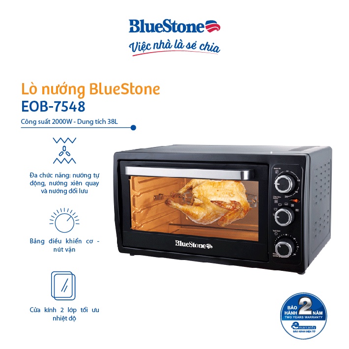 [Mã ELHADEV giảm 4% đơn 300K] LÒ NƯỚNG BLUESTONE EOB-7548