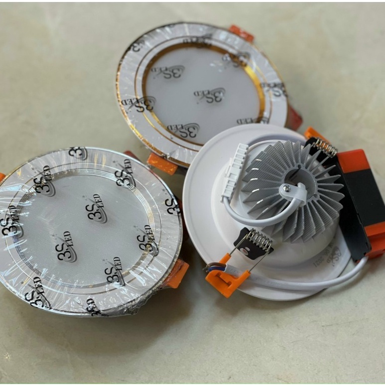 Đèn Led Âm Trần Cao Cấp 7W 3 Chế Độ, Đèn Âm Trần Đế Đúc/Tản/Mũ Trang Trí Phòng Khách