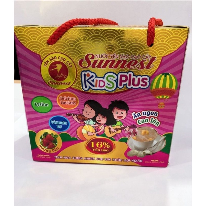 Hộp Yến Sào cao cấp cho trẻ em SUNNEST KIDS 16% tổ yến, 70ml x 6 lọ