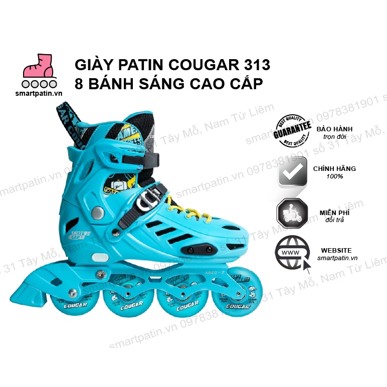 Giày patin cao cấp Cougar 313 full bánh sáng