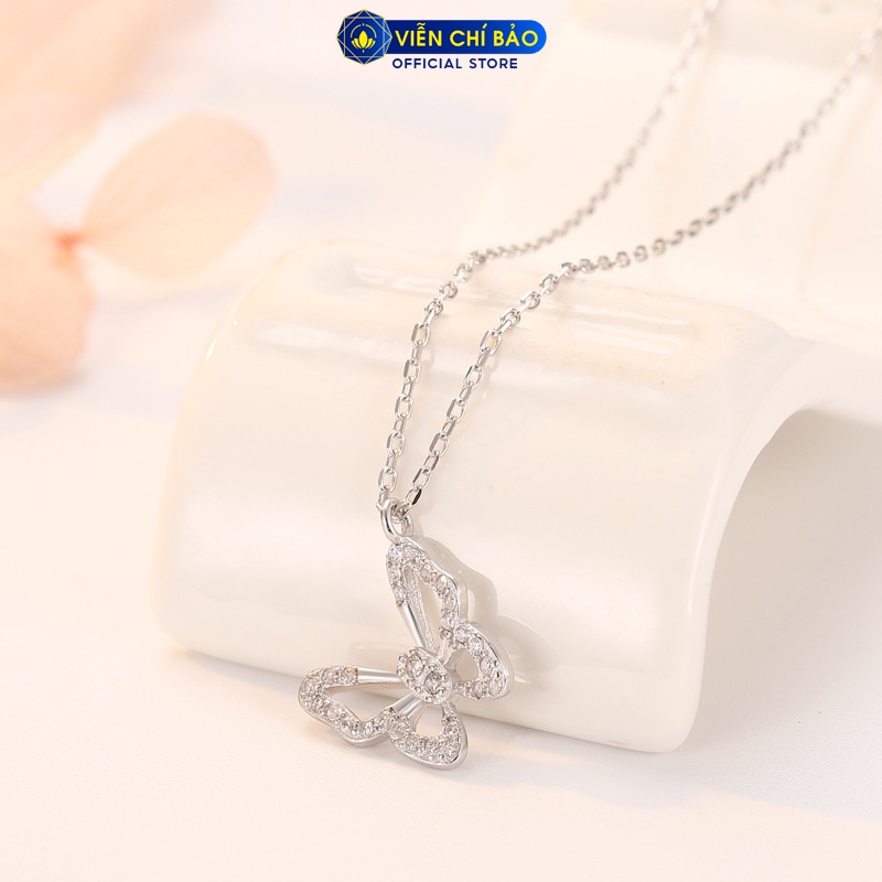 Dây chuyền bạc nữ Hồ điệp đính đá chất liệu bạc 925 thời trang phụ kiện trang sức nữ Viễn Chí Bảo D400370