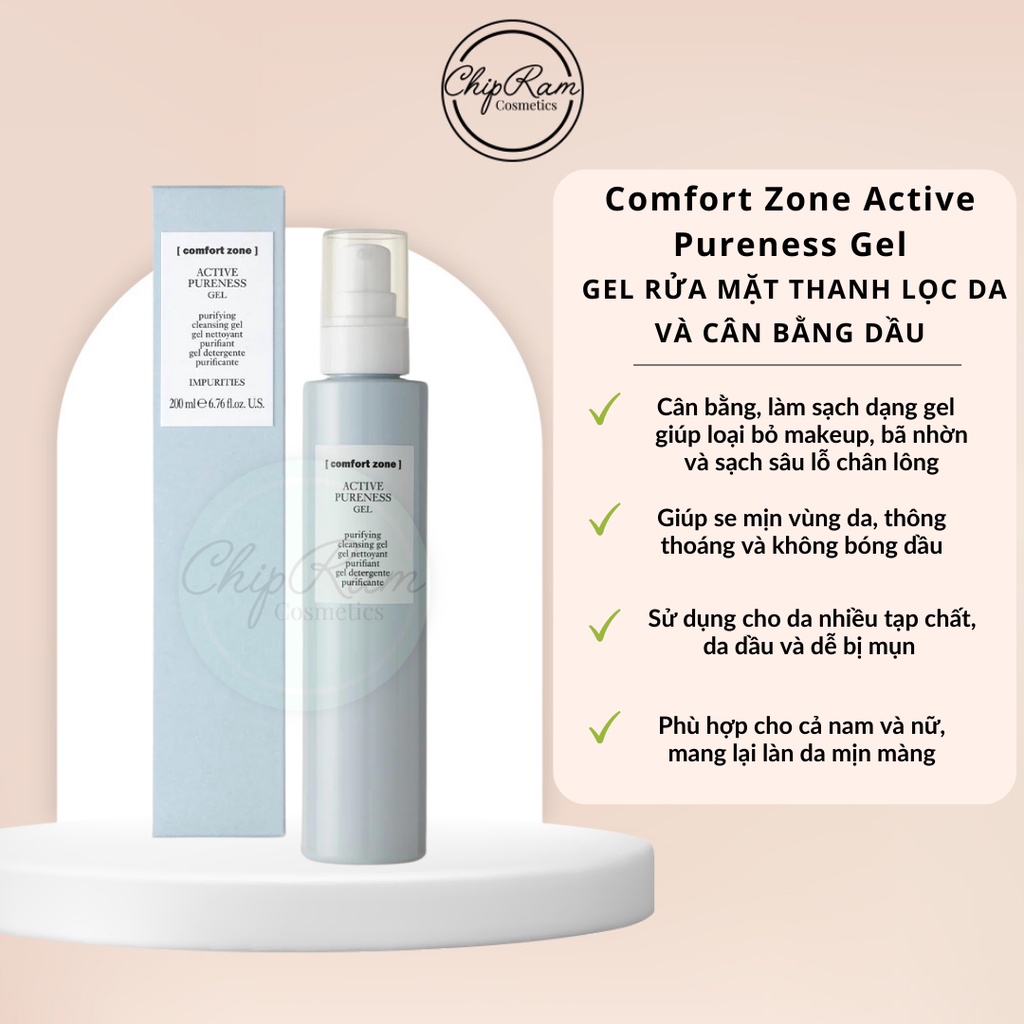 SỬA RỬA MẶT COMFORTZONE ACTIVE PURENESS GEL CHO DA THIÊN DẦU 200ML