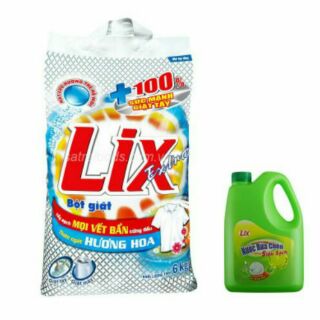 Bột giặt lix extra 6kg tặng nước rửa chén