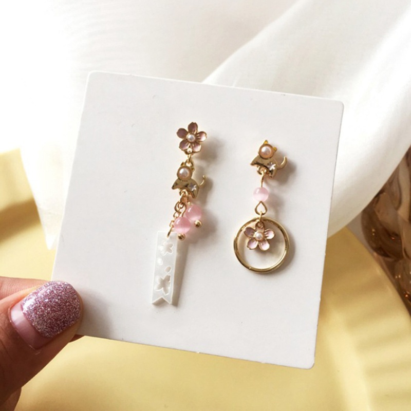 Khuyên tai hình mèo và hoa dễ thương dành cho nữ