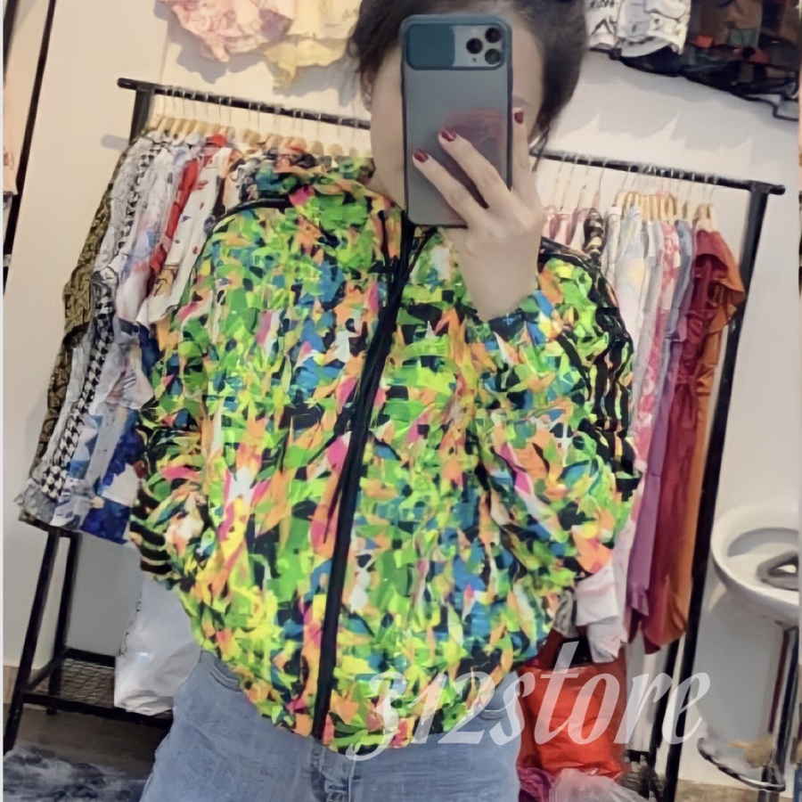 Áo khoác dù phối họa tiết 3D unisex - Dù 2 lớp form rộng có mũi túi trong must have item mùa hè