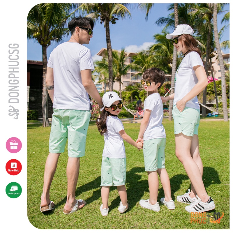 Áo thun đồng phục gia đình mẫu Holiday màu trắng thun cotton dày dặn mềm mịn GD419T | DONGPHUCSG