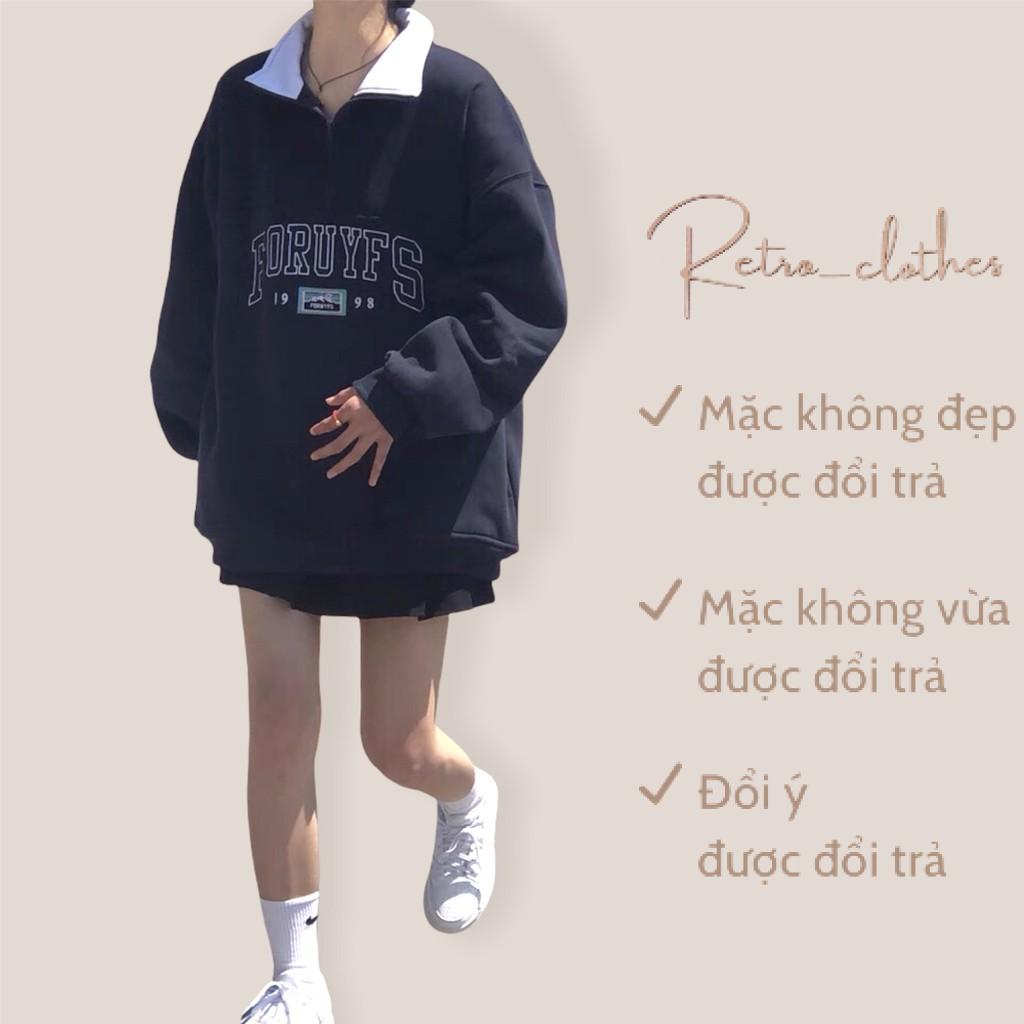 🍂 [HÀNG SẴN]ÁO NỈ SWEATER CỔ POLO xanh dương form oversize