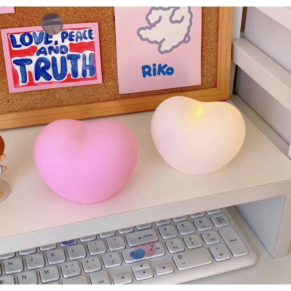 [Cois N] Đèn Ngủ Hình Trái Tim Hoạt Hình Dễ Thương Sáng Tạo Làm Quà Tặng Sinh Nhật Trang Trí Không Khí Cho Học Sinh