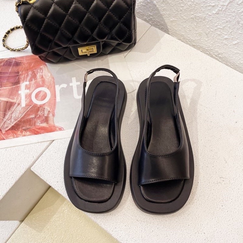 DÉP SANDAL ĐỘN ĐẾ TĂNG CHIỀU CAO NỮ QUAI TRƠN KHOÁ CÀI