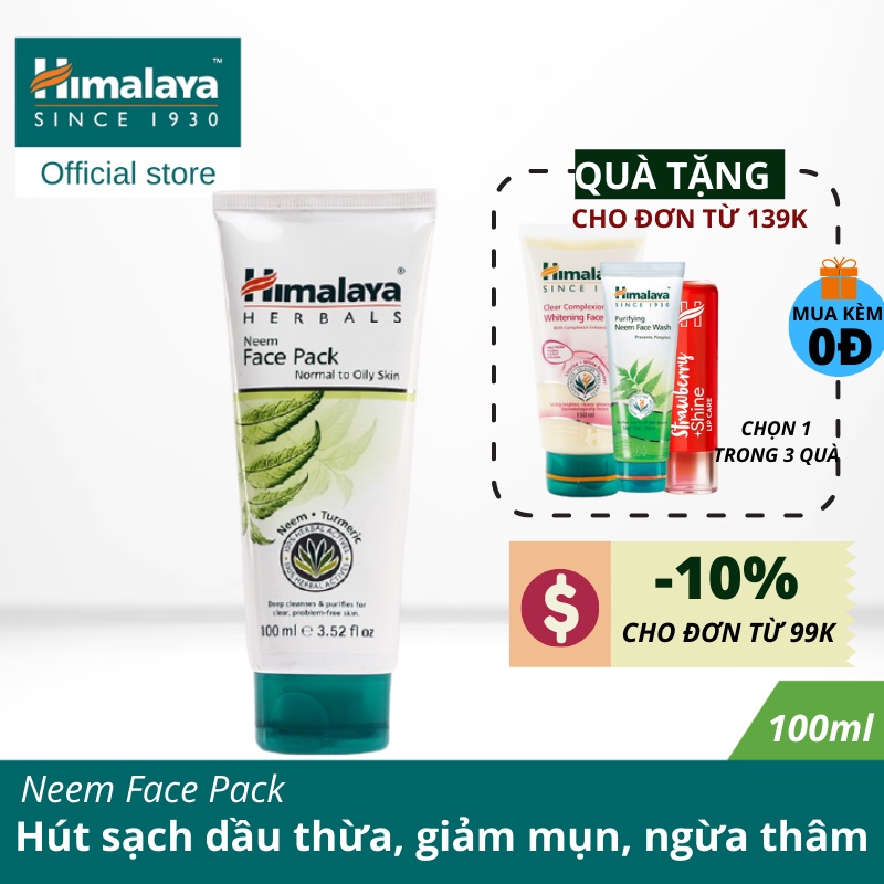 Mặt nạ đất sét lá neem loại bỏ mụn, bã nhờn và mờ thâm Himalaya Neem Face Pack 100ml