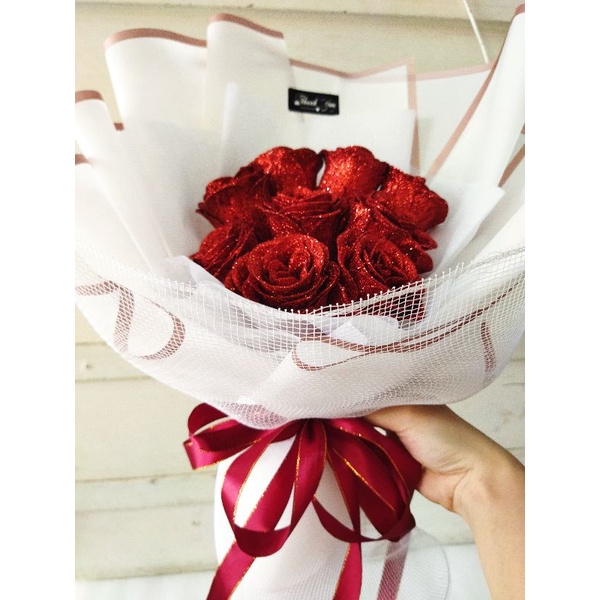 Bó hoa nhũ kim tuyến 9b