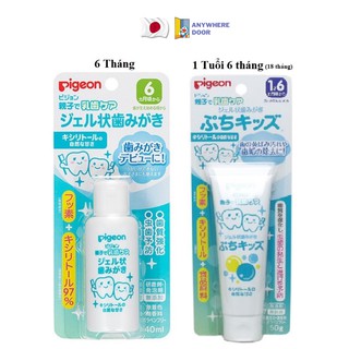 Kem đánh răng Pigeon cho bé nuốt được từ 6 tháng và từ 18 tháng, nội địa Nhật Bản