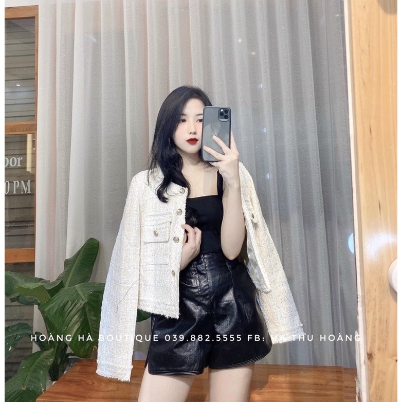 Áo khoác dạ tweed túi ngực sz ml