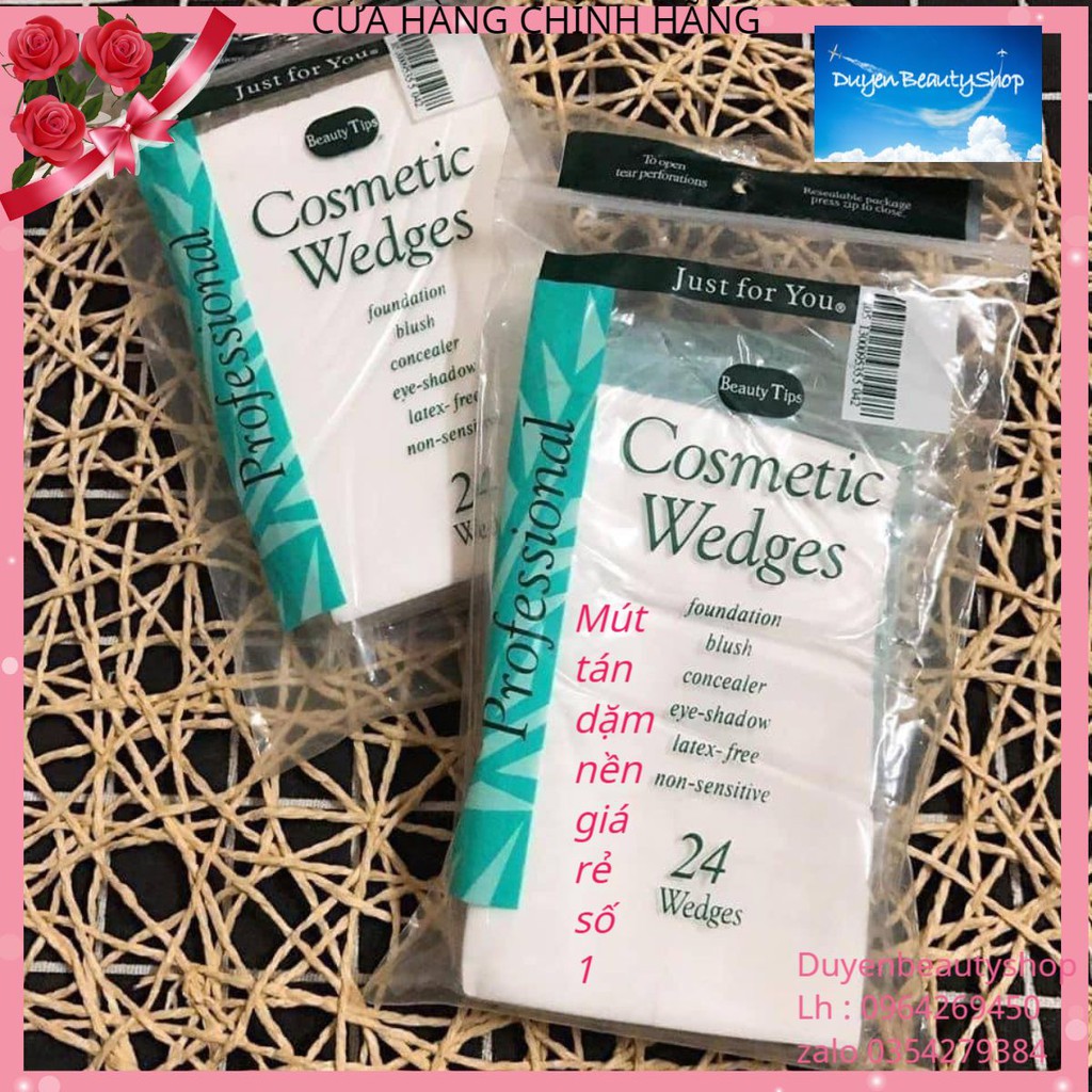 Mút dặm Tán Nền tam giác Cosmetic Wedges 24 Miếng Màu Trắng