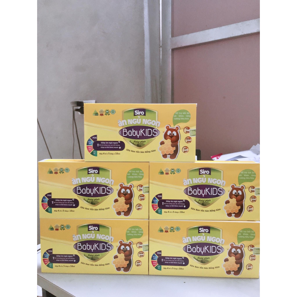 Siro ăn ngủ ngon baby kids gold plus sữa non, yến sào, hồng sâm (20 ống x 10ml)