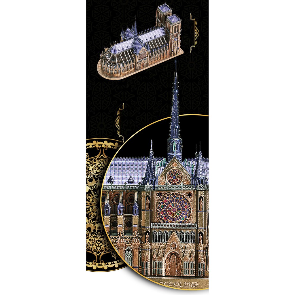 Mô hình lắp ghép kim loại 3d Nhà thờ Đức Bà Paris-cỡ lớn   + tặng kèm 1 mẫu mô hình 60k