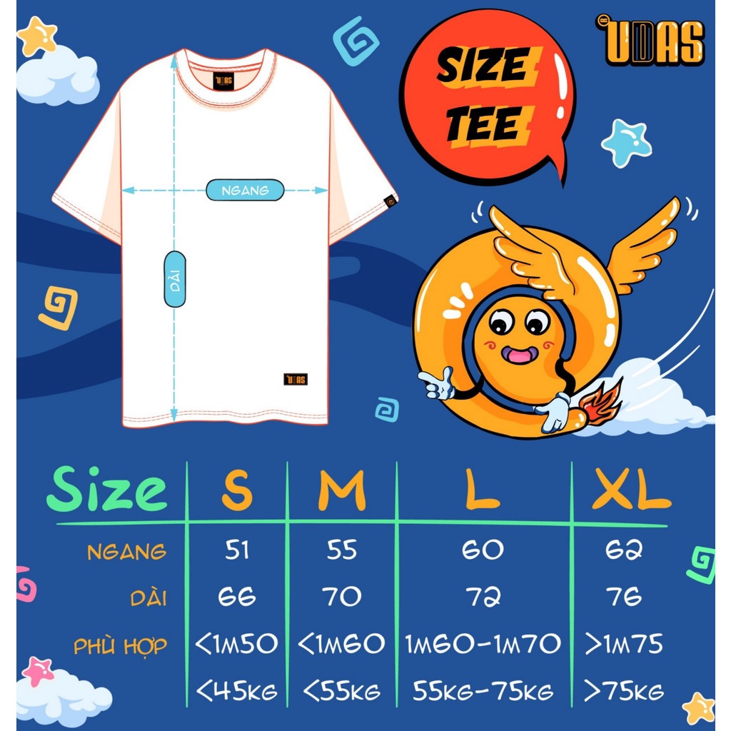 Áo thun tay lỡ UDAS phông Unisex nam nữ Cotton oversize form rộng SIGNATURE - Trắng