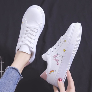 Giày Thể Thao Trắng Cổ Điển Dễ Phối Đồ Thời Trang Phong Cách Harajuku Hàn Quốc 2020 Cho Nữ