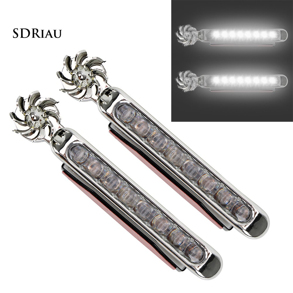 2Pcs Wind Energy Car Daytime Running Lights LED DRL Decor Lamp with Rotation Fan