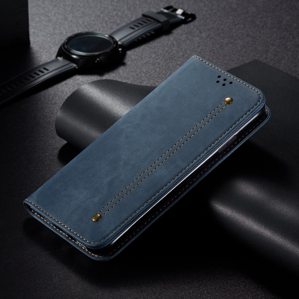 Bao Da Điện Thoại Denim Nắp Lật Cho OPPO Find X2 Pro X3 Lite A9 A5 2020 A11 A11X A9X A9 F11 A91 F15 Reno 3 X2 Neo A93 A74 A93S A54 Ốp