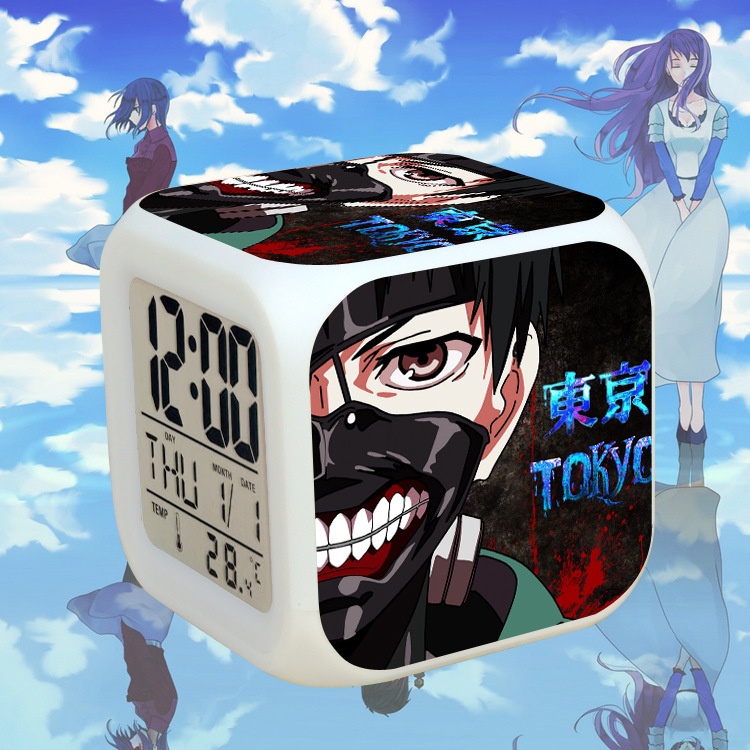 (nhiều mẫu) Đồng hồ báo thức để bàn IN HÌNH Tokyo Ghoul Ngạ quỷ vùng Tokyo anime chibi tiện lợi đèn LED đổi màu