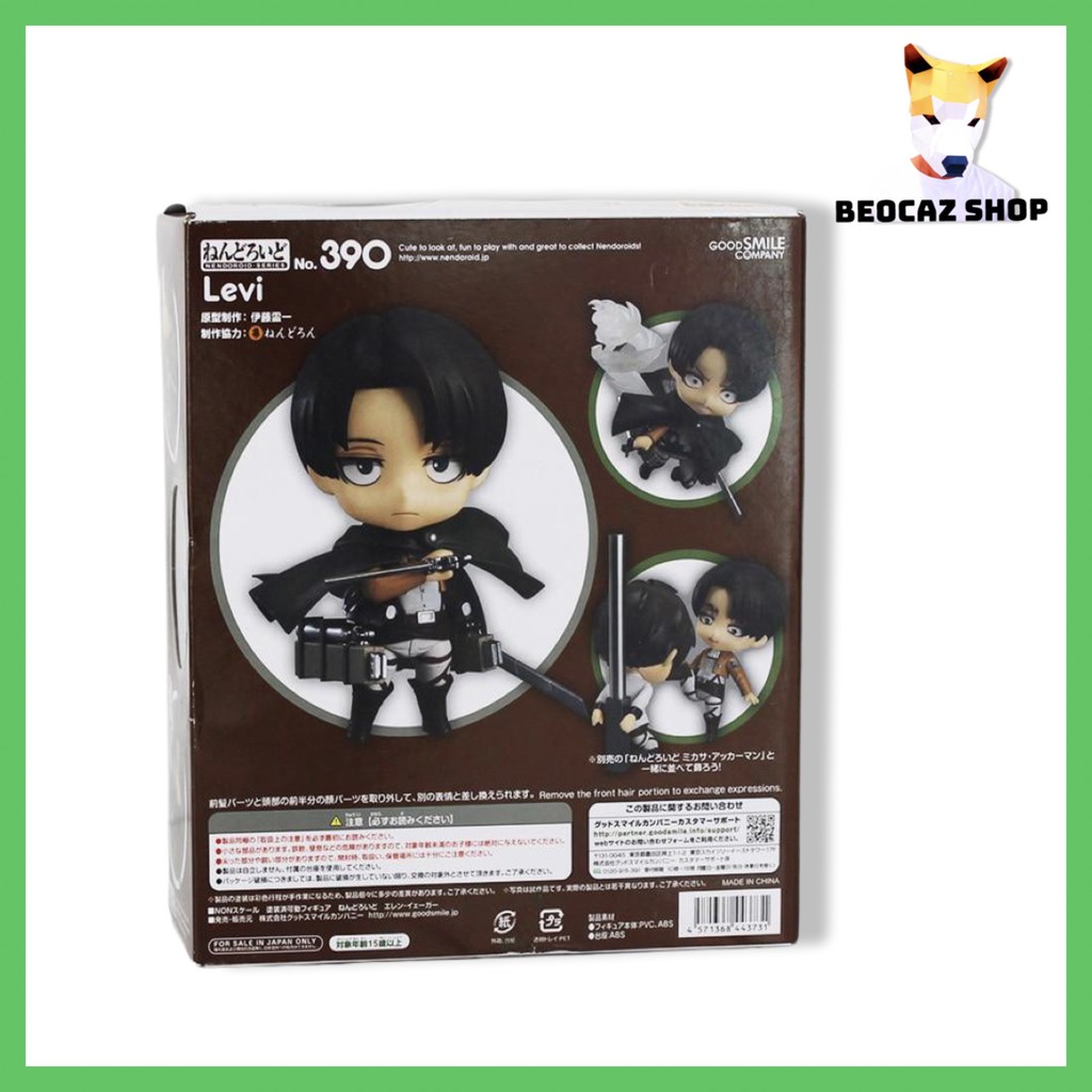 [Full Box] Mô hình chibi Levi Ackerman dễ thương 390 kèm phụ kiện bền màu, nhựa an toàn - Đồ chơi Attack On Titan