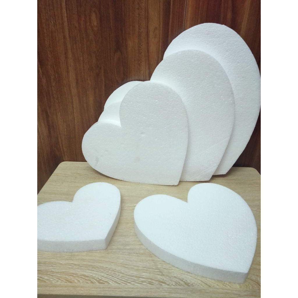 Phôi xốp cứng cắm hoa sáp hình trái tim dày 3cm, 5cm