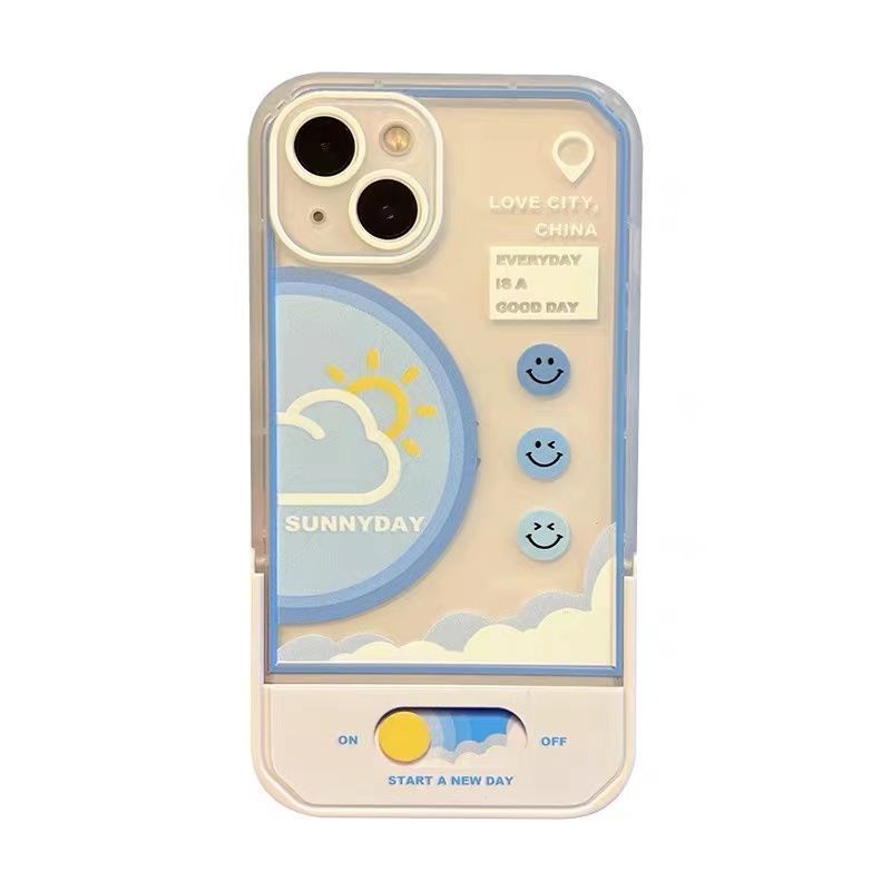 Ốp Điện Thoại Silicon Mềm Họa Tiết Báo Thời Tiết Kèm Giá Đỡ Cho IPhone 12 13 11 Pro Max X Xs Max Xr
