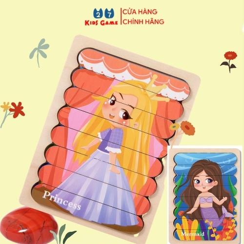 Đồ chơi ghép hình que kem 2 mặt bằng gỗ, Đồ chơi phát triển trí tuệ-27KIDS GAME