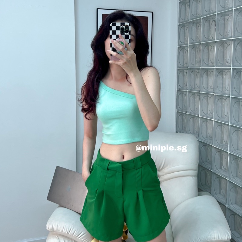 Áo Croptop Nữ Kiểu Lệch Vai Ôm Body Tôn Dáng - Minipie