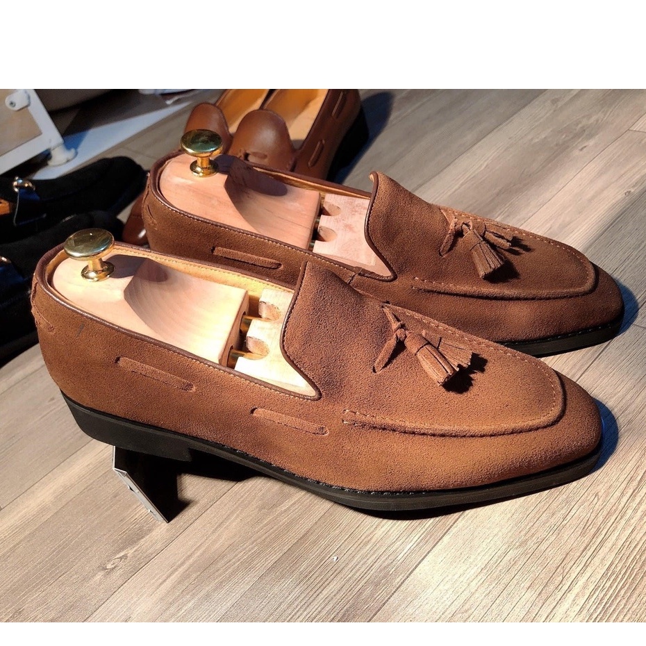 Giày lười nam da lộn chất da bò thật bh 12 tháng kiểu dáng Tasseled Loafer - Mã T161
