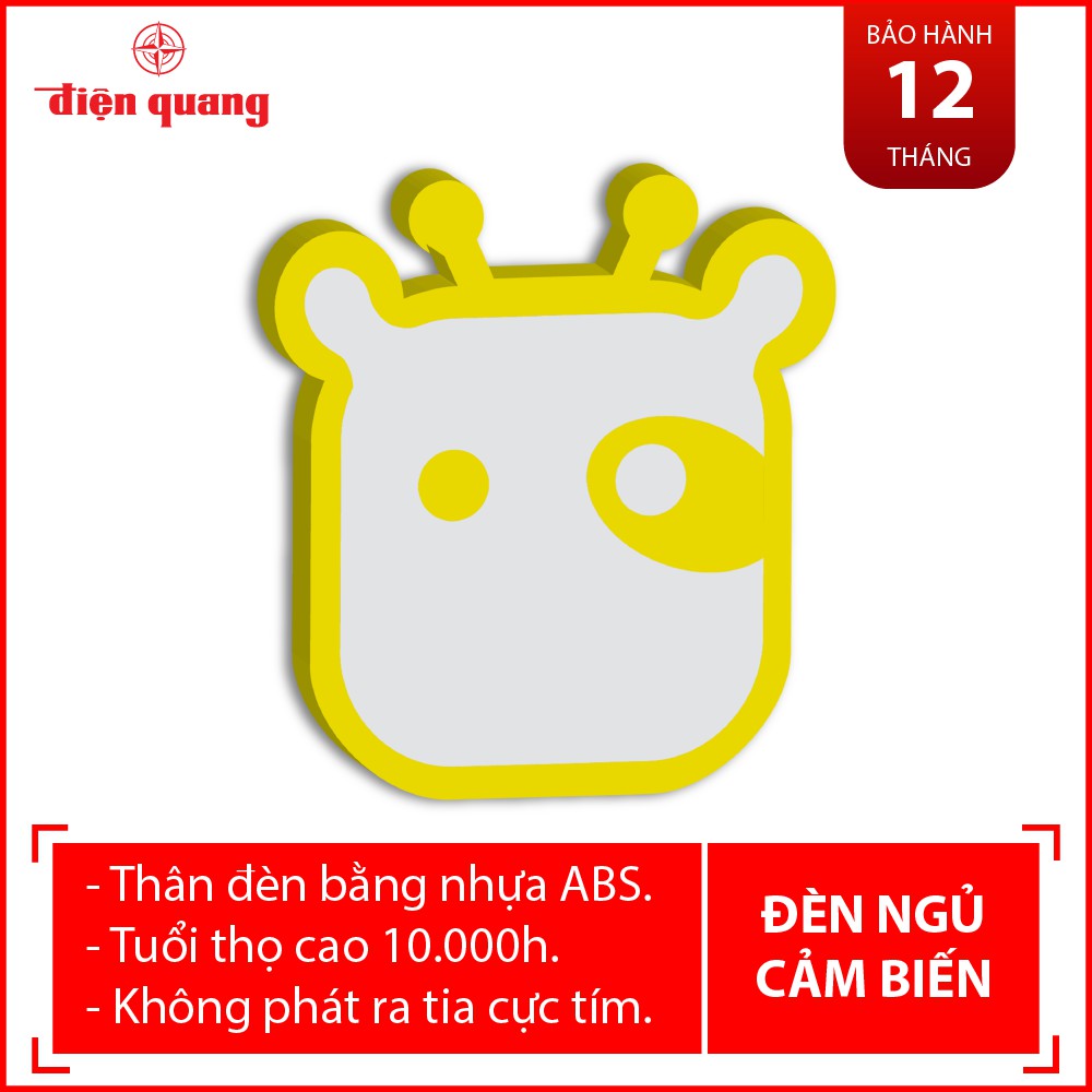 Đèn ngủ LED Điện Quang ĐQ LNL03 WW (cảm biến quang, hình con bò, ánh sáng vàng)