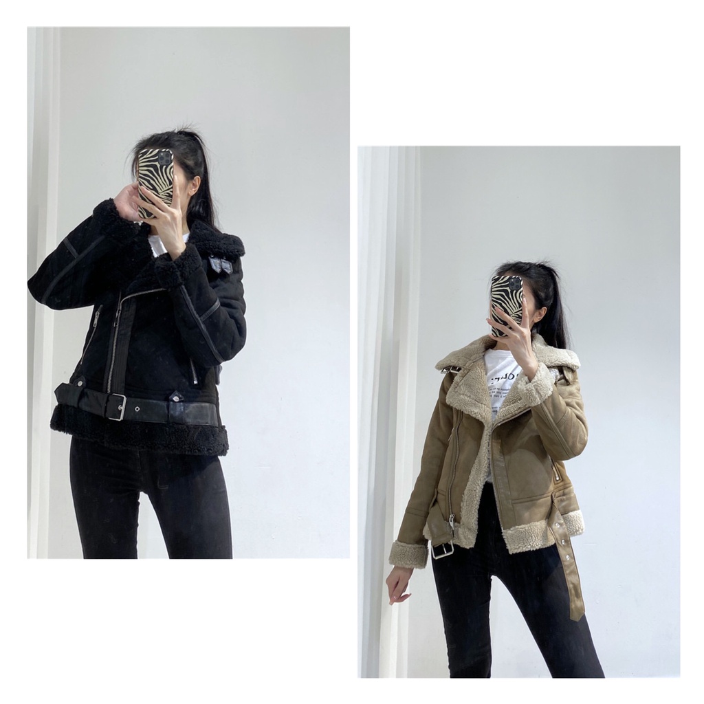 Áo jacket nữ da lộn lót lông chất đẹp hàng quảng châu áo khoác mùa đông phong cách Hàn Quốc 2021 Kozoda AK8