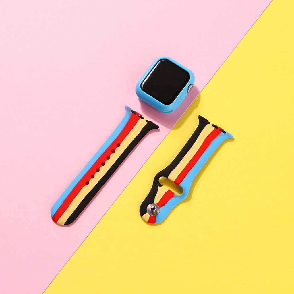 Dây đồng hồ Apple Watch Silicone phối 4 màu cực hot 2020 chỉ có size 38/40mm