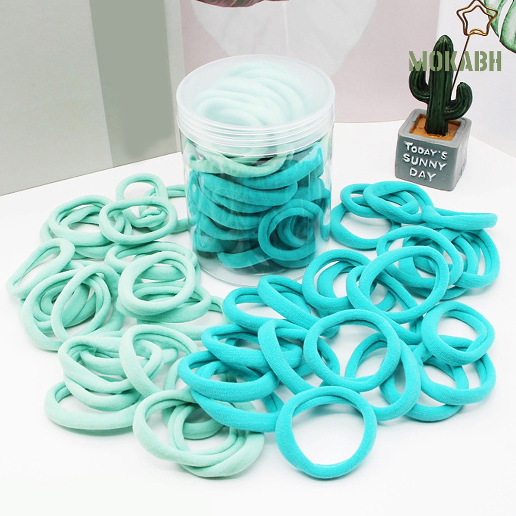 Hộp 50 Dây Cột Tóc Dày Dặn Siêu Co Giãn Chống Trượt Màu Sắc Tinh Khiết