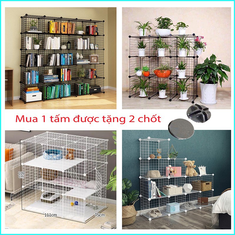 Bán Theo Bộ Kệ 12 Ô Màu Trắng 43 Tấm Lưới Trắng 35*35 Tặng Kèm 43 Chốt Và Búa, Tấm Lưới Ghép Giá Kệ Tủ Đa Năng