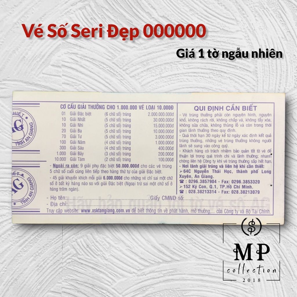 Vé Số Việt Nam Seri Đẹp full 000000 Các Tỉnh [Vé Số Xưa Sưu Tầm].