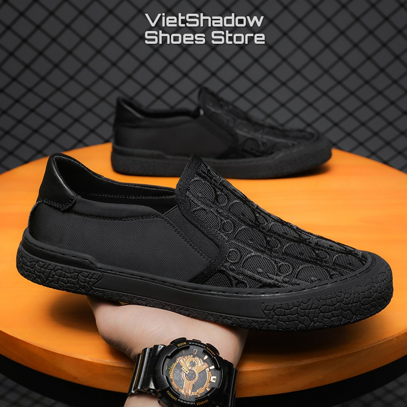 Slip on - Giày lười vải nam họa tiết D.i.o.r thêu nổi, đế EVA siêu nhẹ - Mã SP 3321