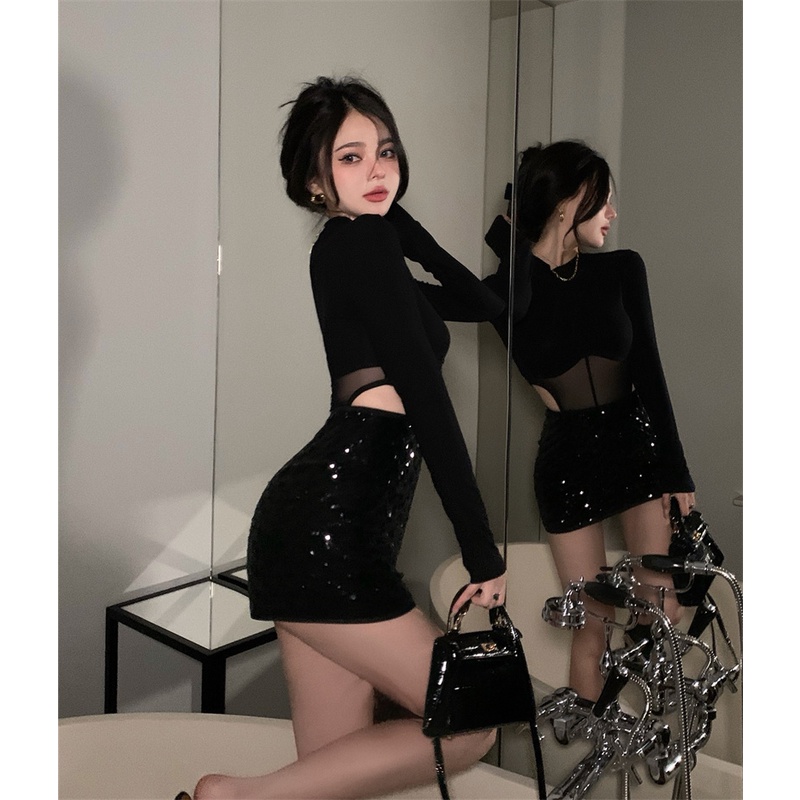 Áo Thun Tay Dài Quyến Rũ Dễ Phối Đồ Thời Trang Phong Cách Hàn Quốc