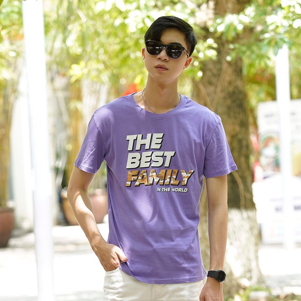 Áo phông nam SAYME set gia đình đi biển mùa hè in chữ vải cotton thoáng mát MCTS0019