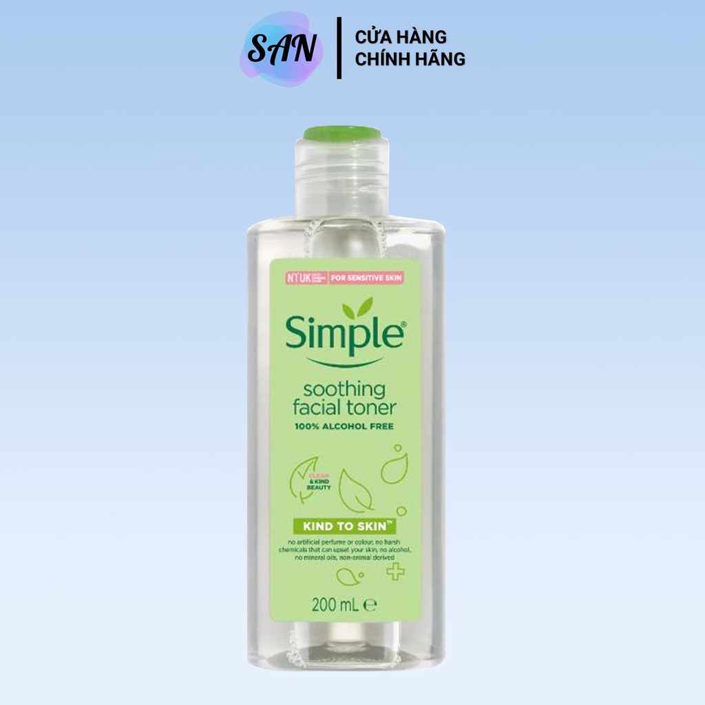 Nước Hoa Hồng Không Cồn Simple Kind To Skin Toner 200ml