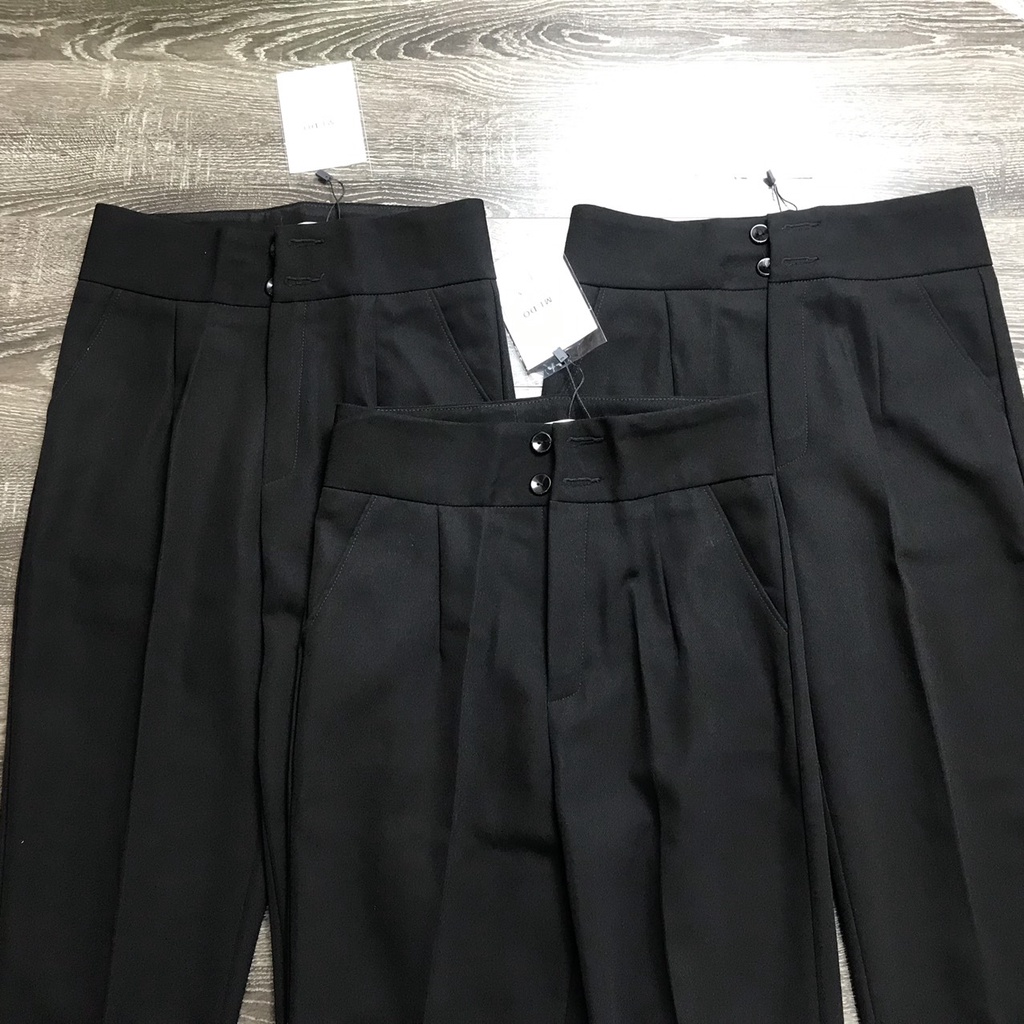 Quần Baggy Công Sở Cạp Cao To Bản 2 Cúc Chất Liệu Vitex Hàn Tôn Dáng Hàng VNXK