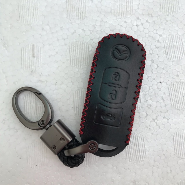 Bao Da kèm Móc Khoá Thông mInh smart key Mazda 3 nút