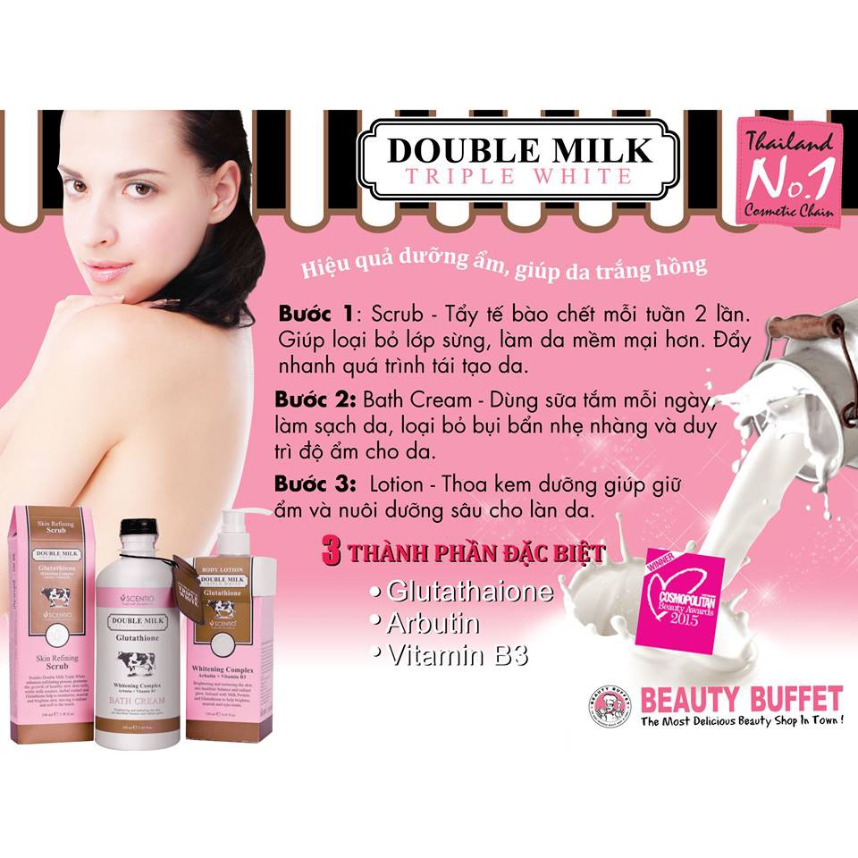 DƯỠNG THỂ TRẮNG DA SCENTIO BEAUTY BUFFET DOUBLE MILK TRIPLE WHITE BODY LOTION 250ML CHÍNH HÃNG - 3360