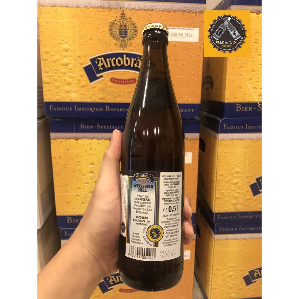 [MUA TẠI ĐÀ NẴNG - FREE SHIP] Bia Arcobräu Weissbier Hell 5,3% – Chai 500ml – Thùng 20 chai